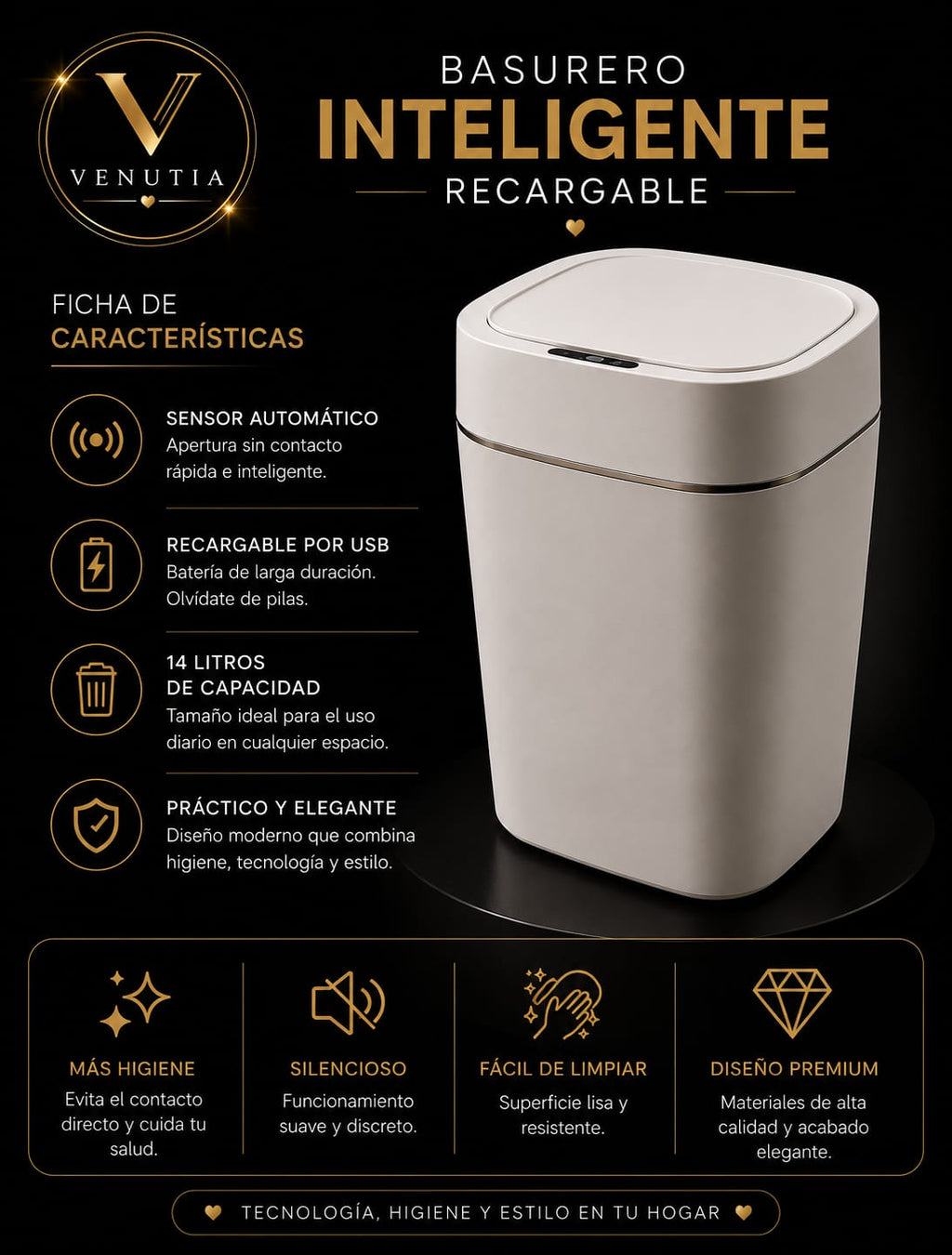 Basurero Inteligente Recargable 14L