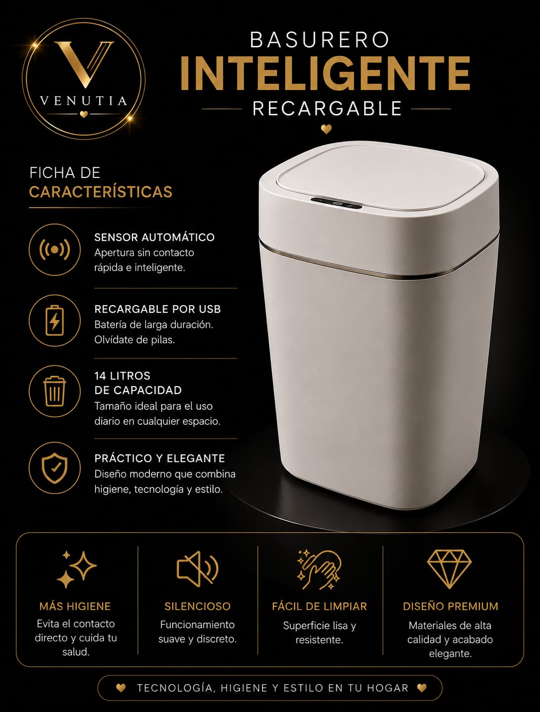 Basurero Inteligente Recargable 14L
