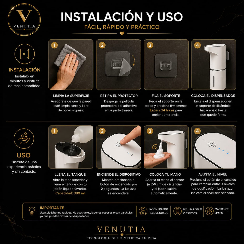 Dispensador Automático De Jabón Sensor Recargable USB-C