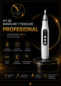 Kit de Manicure y Pedicure Profesional Recargable USB-C con Luz LED