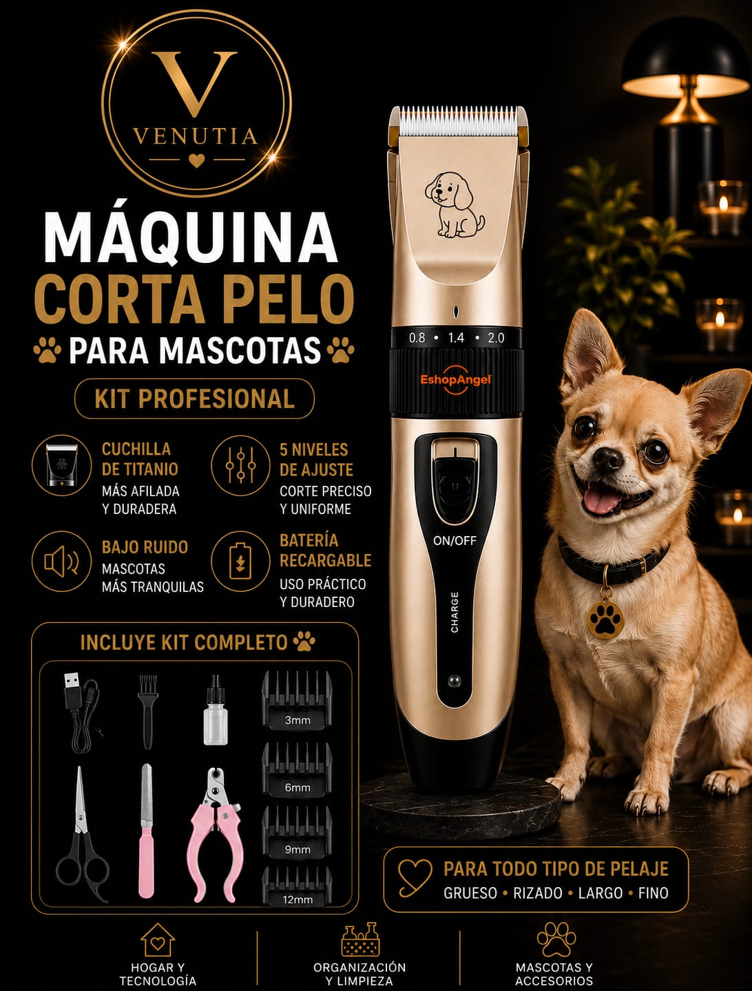 Maquina Corta Pelo Perros Y Gatos - Kit Profesional