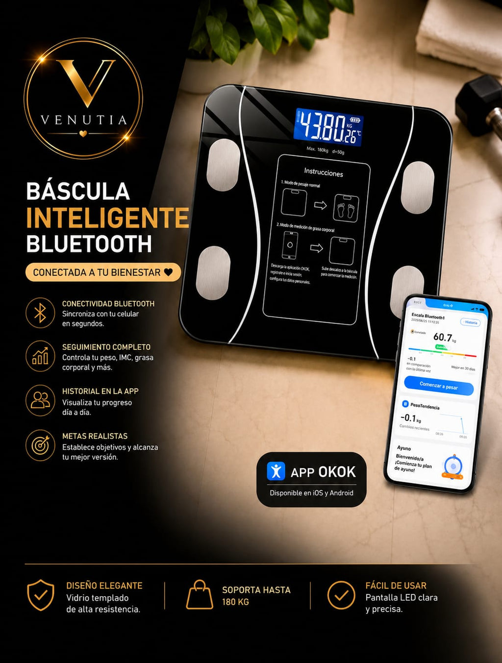 Pesa Digital Inteligente Bluetooth con App